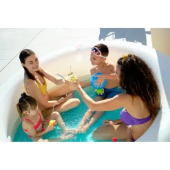 PISCINA TONDA GONFIABILE FAMILY STAMPA ARCOBALENO 206X206X51CM CON 2 PORTABICCHIERI 54443
