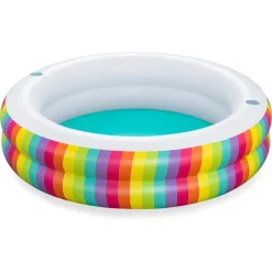 PISCINA TONDA GONFIABILE FAMILY STAMPA ARCOBALENO 206X206X51CM CON 2 PORTABICCHIERI 54443