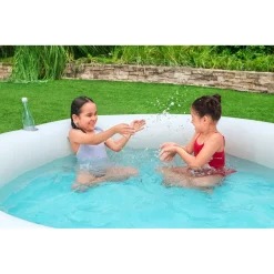 PISCINA TONDA GONFIABILE FAMILY STAMPA ARCOBALENO 206X206X51CM CON 2 PORTABICCHIERI 54443