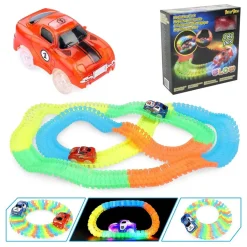PISTA MAGIC MACCHININE FLESSIBILE COSTRUZIONI FLUORESCENTE AUTO CON LUCI BAMBINI