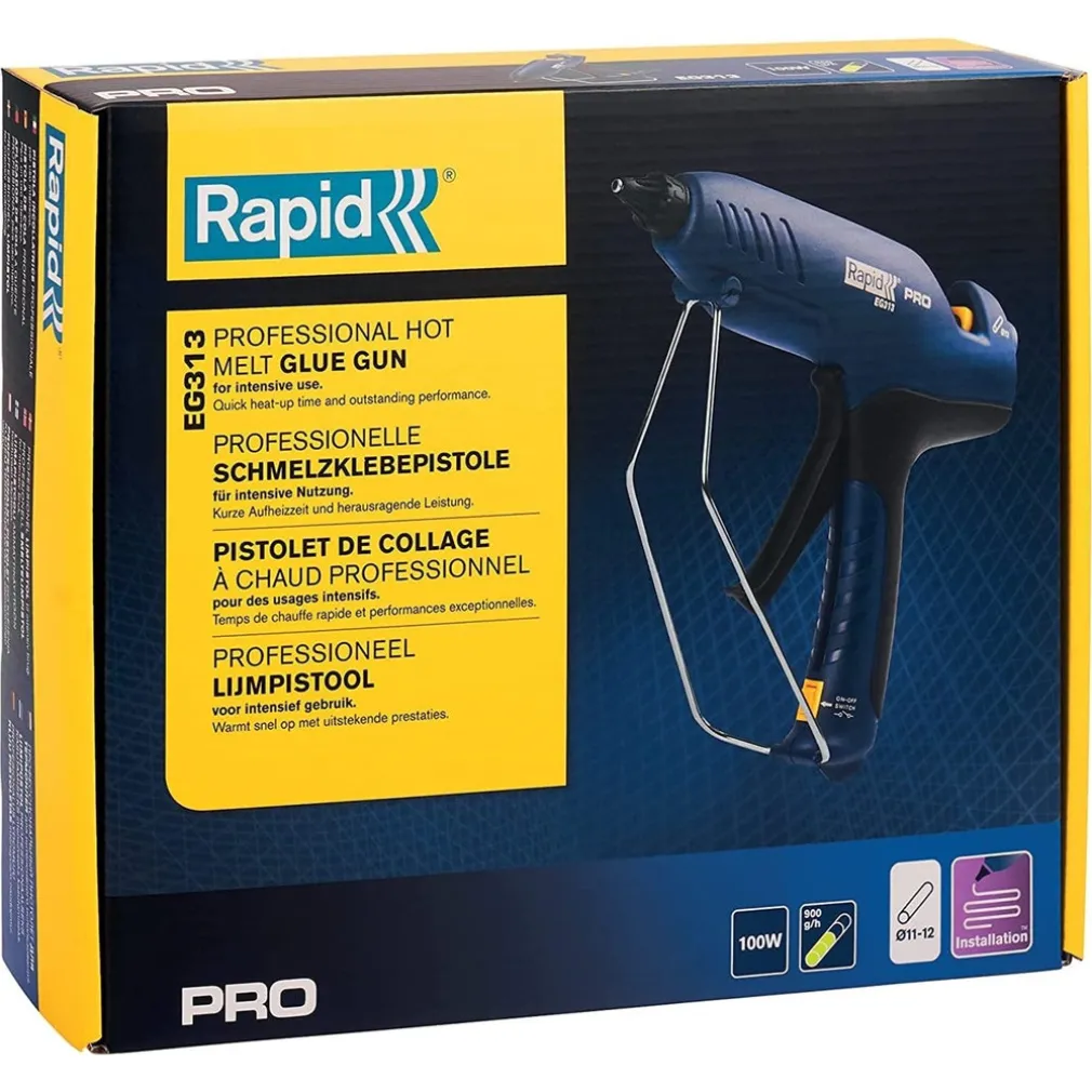PISTOLA INCOLLATRICE EG313 COMPATTA PROFESSIONALE PER FISSARE CAVI COPRIFILI ZOCCOLINI DECORI