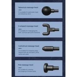 PISTOLA MASSAGGIANTE PROFESSIONALE 4 TESTINE 5 VELOCITÀ FASCIAL GUN RICARICABILE