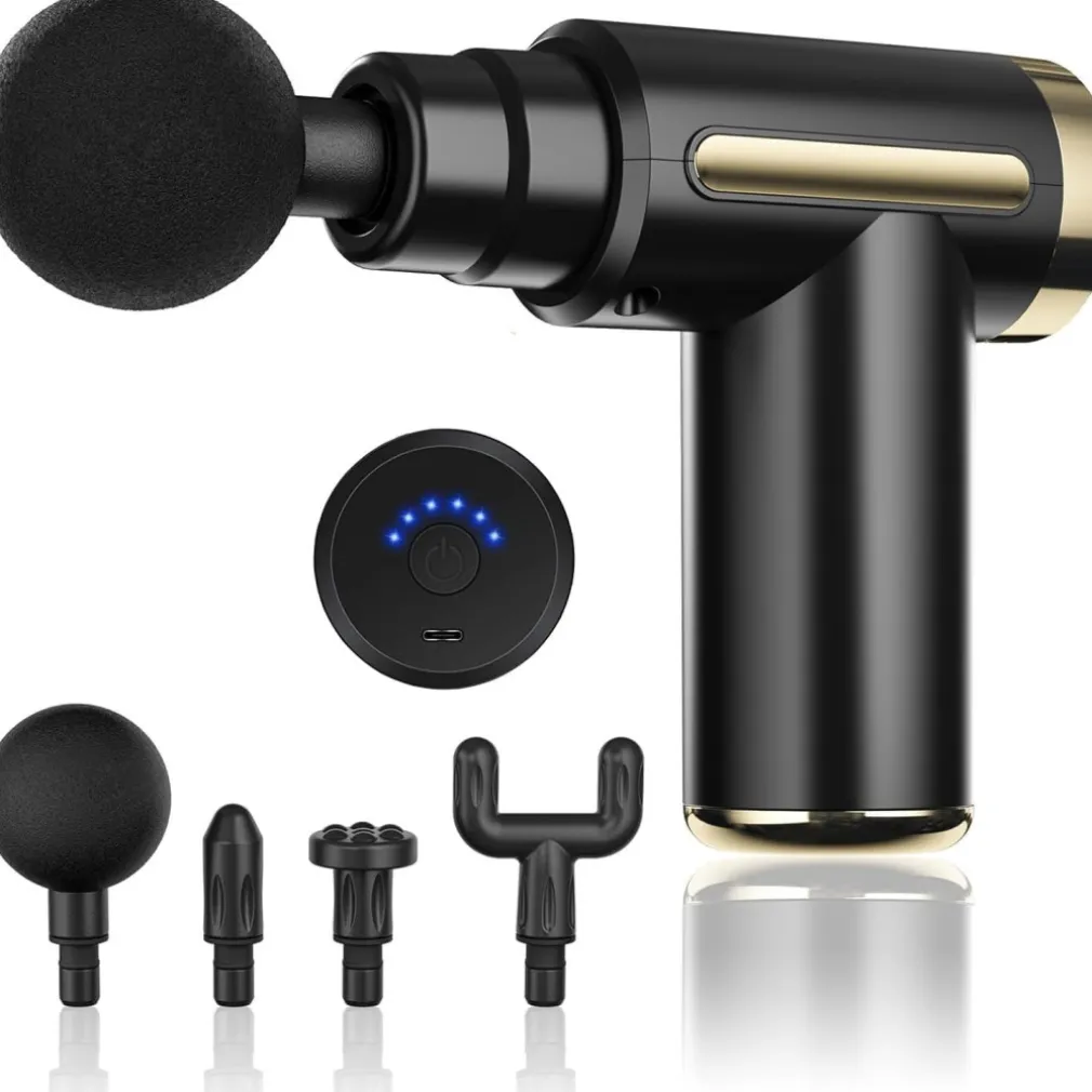 PISTOLA MASSAGGIATORE MUSCOLARE REGOLABILE CON 4 TESTINE PER ALLEVIARE DOLORE