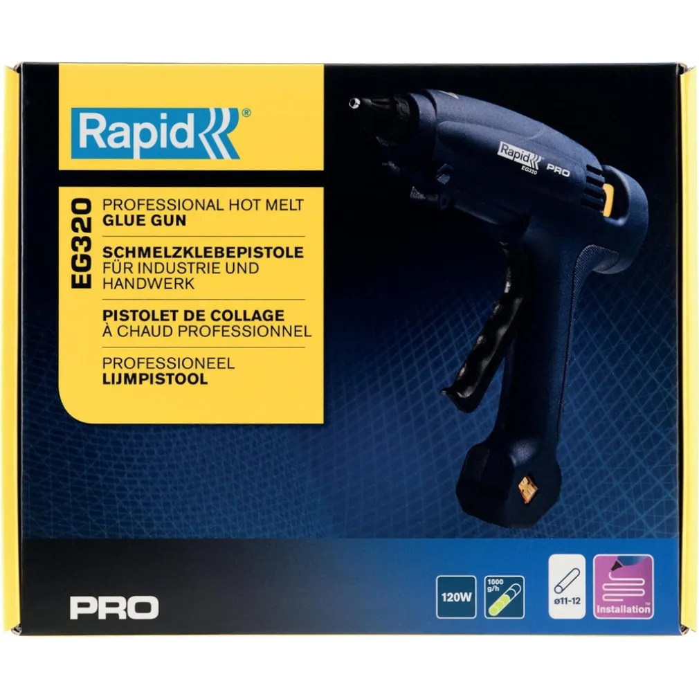 PISTOLA PER COLLA A CALDO EG320 CONTROLLO TEMPERATURA AUTOREGOLATO A 195°C UGELLO INTERCAMBIABILE