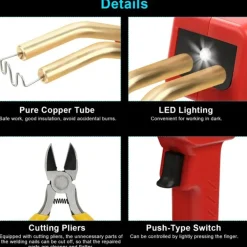 PISTOLA SALDATORE SALDATRICE PER PLASTICHE AUTO PARAURTI 50W CON KIT RIPARAZIONE