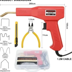 PISTOLA SALDATORE SALDATRICE PER PLASTICHE AUTO PARAURTI 50W CON KIT RIPARAZIONE