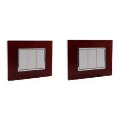 PLACCA CRISTAL 3 4 6M ROSSO POMPEIANO EFFETTO VETRO COMPATIBILE BTICINO AXOLUTE