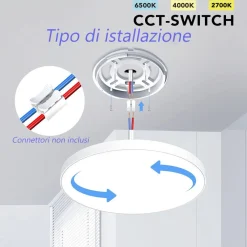 PLAFONIERA A LED SLIM 36W IP40 CON TECNOLOGIA CCT DA 6500K A 2700K CON SWITCH LV480-3C