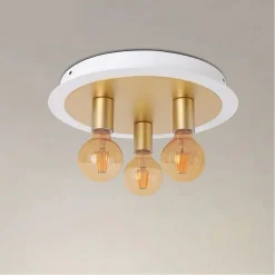 PLAFONIERA A SOFFITTO IN METALLO ORO BIANCO CON 3 LUCI LAMPADA ATTACCO E27 32668