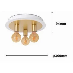 PLAFONIERA A SOFFITTO IN METALLO ORO BIANCO CON 3 LUCI LAMPADA ATTACCO E27 32668
