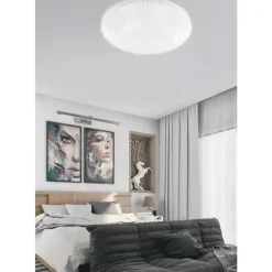 PLAFONIERA DA SOFFITTO 60 WATT ROTONDO RIGATO LUCE FREDDA 6500K FST-50A60086 49CM
