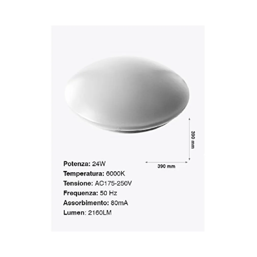 PLAFONIERA DA SOFFITTO FARETTO LED 24W TONDO ROTONDO PANNELLO 2160LM 39CM DESIGN MODERNO