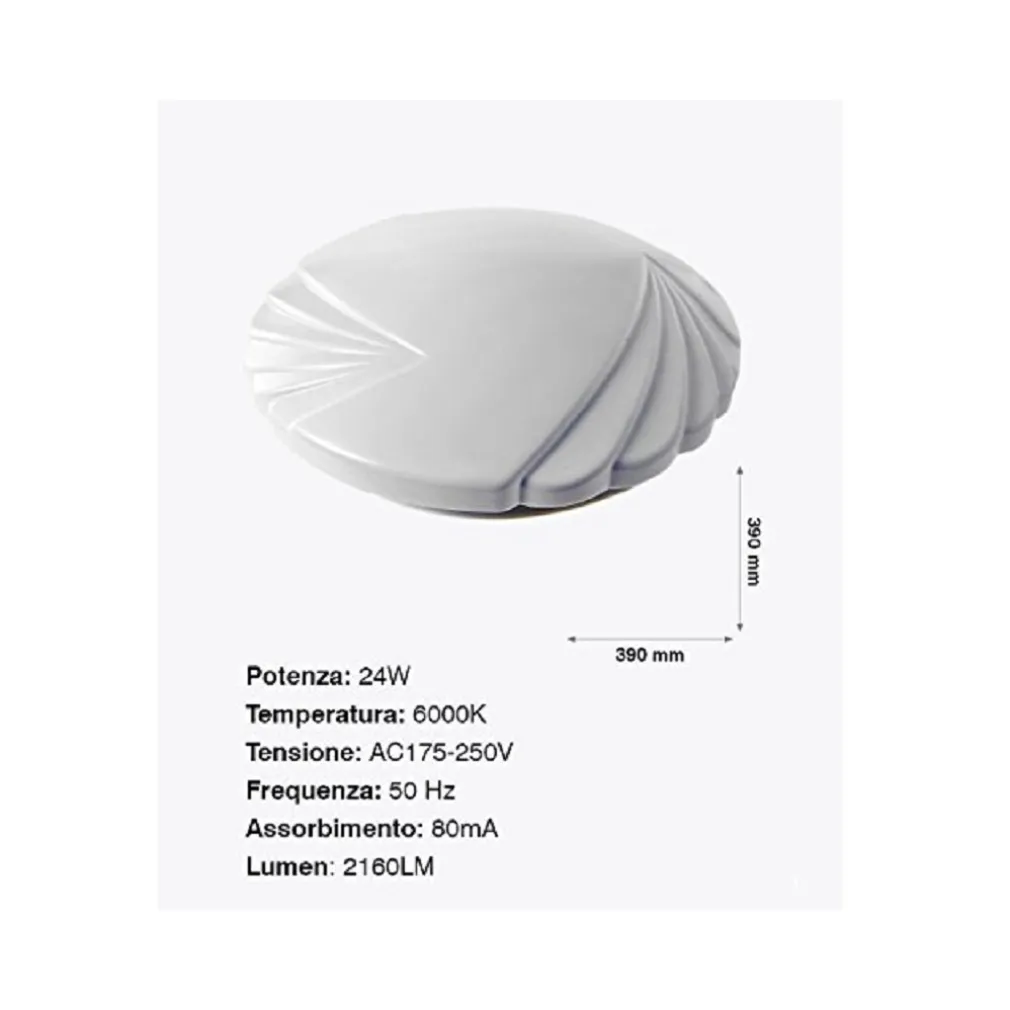 PLAFONIERA DA SOFFITTO FARETTO LED 24W TONDO VENTAGLIO PANNELLO 2160LM 39CM DESIGN MODERNO