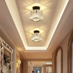 PLAFONIERA LAMPADA DA SOFFITTO A CUBO NERO ATTACCO E27 IN CRISTALLO DESIGN ELEGANTE