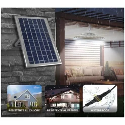 PLAFONIERA LAMPADA 400WATT A SOSPENSIONE FARO CON PANNELLO SOLARE 236 LED 1300LM