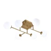 PLAFONIERA LAMPADARIO DA SOFFITTO BRONZO MINIMAL STRUTTURA METALLO 6 SFERE ATTACCO G9 C77
