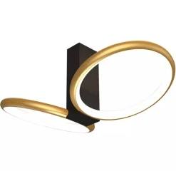 PLAFONIERA LED 22 W 2 CERCHI ORO MODERNO LAMPADARIO SOFFITTO DOPPIO ANELLO 50544
