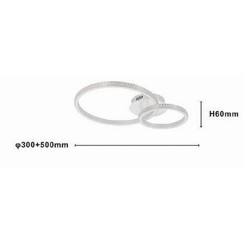 PLAFONIERA LED 48 W 2 CERCHI EFFETTO CRISTALLO TELECOMANDO MODERNO BIANCO 31777