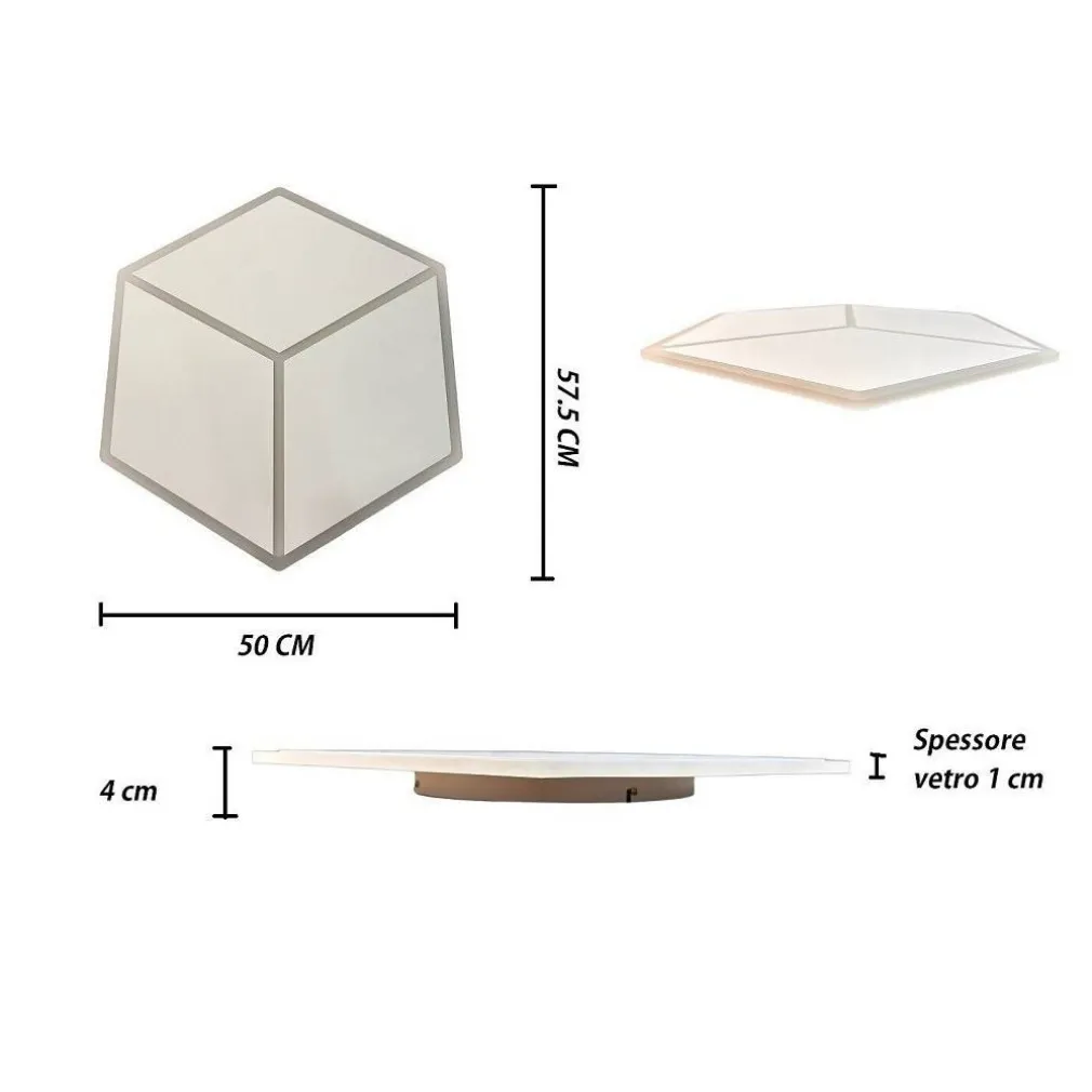 PLAFONIERA LED FORMA CUBO 3D DA SOFFITTO 37W BIANCA 3 COLORAZIONI LUCE C52-B3C