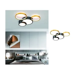 PLAFONIERA LED 36W 4 CERCHI ORO NERO LAMPADA DA SOFFITTO MODERNO LUCE 4000K 70951