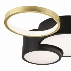 PLAFONIERA LED 36W 4 CERCHI ORO NERO LAMPADA DA SOFFITTO MODERNO LUCE 4000K 70951