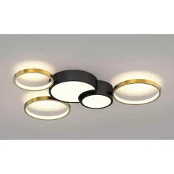 PLAFONIERA LED 48W 5 CERCHI ORO NERO LAMPADA DA SOFFITTO MODERNO LUCE 4000K 70999