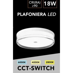 PLAFONIERA LED 18W A SOFFITTO MODERNA TECNOLOGIA CCT 3 TONALITÀ SELEZIONABILI BL230-3C