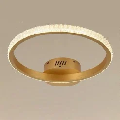 PLAFONIERA LED 24W CERCHIO EFFETTO CRISTALLO ORO LUCE FREDDA CALDA NATURALE 31739
