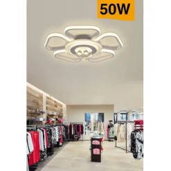 PLAFONIERA LED 50W FORMA FIORE CON PENDENTI MODERNA LUCE 6500K 3000K 4000K C42-B