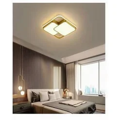 PLAFONIERA LED 48W QUADRATO ORO MODERNO LAMPADARIO SOFFITTO LUCE NATURALE 71455