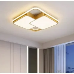 PLAFONIERA LED 48W QUADRATO ORO MODERNO LAMPADARIO SOFFITTO LUCE NATURALE 71455