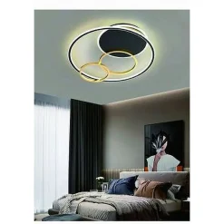 PLAFONIERA LED 55W TONDO CON CERCHI NERO ORO LAMPADA DA SOFFITTO LUCE 4000K 70876