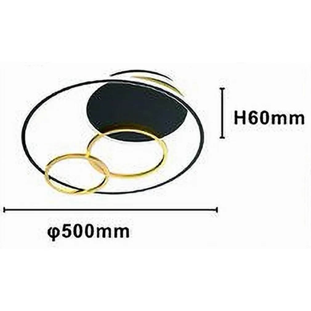 PLAFONIERA LED 55W TONDO CON CERCHI NERO ORO LAMPADA DA SOFFITTO LUCE 6500K 70883