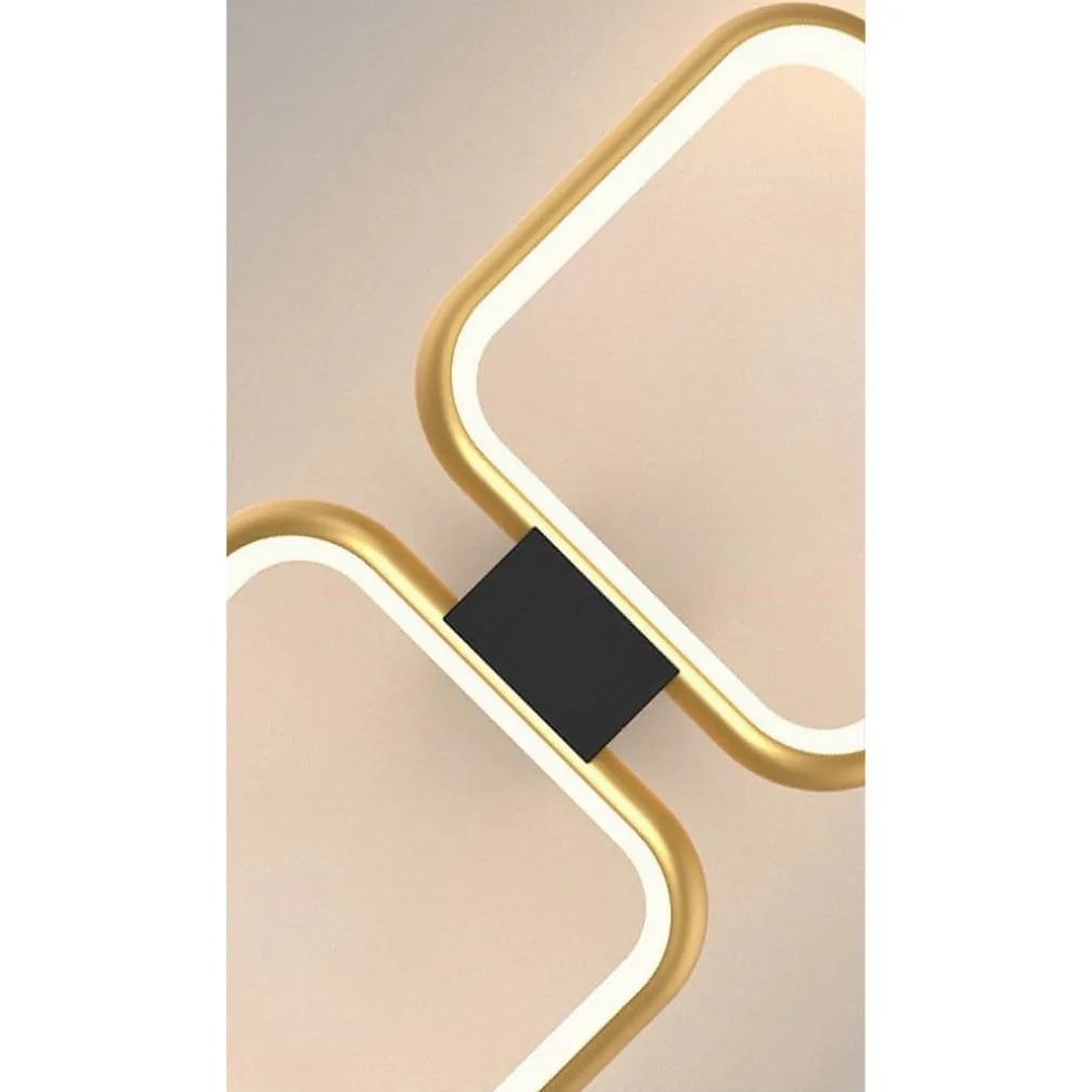 PLAFONIERA LED 20WATT 2 QUADRATI ORO DESIGN MODERNO LAMPADARIO DA SOFFITTO 50575