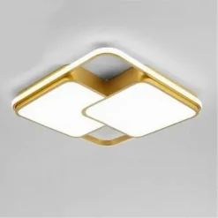 PLAFONIERA LED 48WATT QUADRATO ORO MODERNO LAMPADARIO SOFFITTO LUCE FREDDA 71462