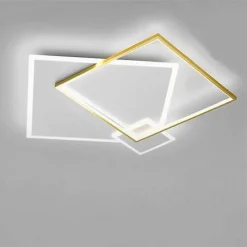 PLAFONIERA LED 46WATT QUADRATO ORO MODERNO LAMPADARIO SOFFITTO LUCE BIANCO 71486