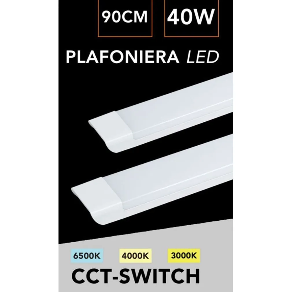 PLAFONIERA LINEARE LED SLIM 40 W 90CM TECNOLOGIA CCT SWITCH ALTA LUMINOSITÀ IP20 PF-90-3C