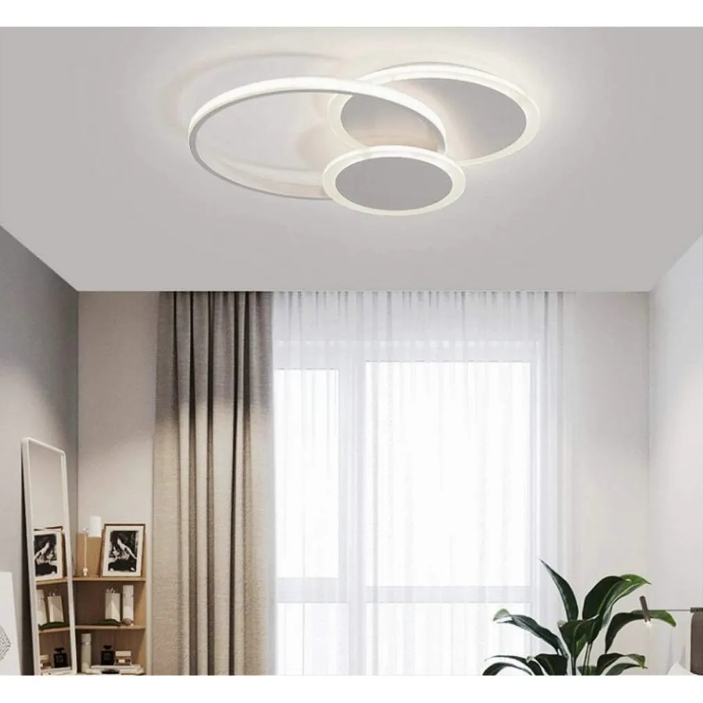 PLAFONIERA LUCE FREDDA LED CERCHI 38W LAMPADARIO A SOFFITTO BIANCO MODERNO 50026
