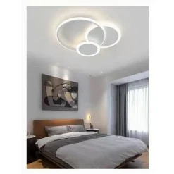 PLAFONIERA LUCE FREDDA LED CERCHI 38W LAMPADARIO A SOFFITTO BIANCO MODERNO 50026