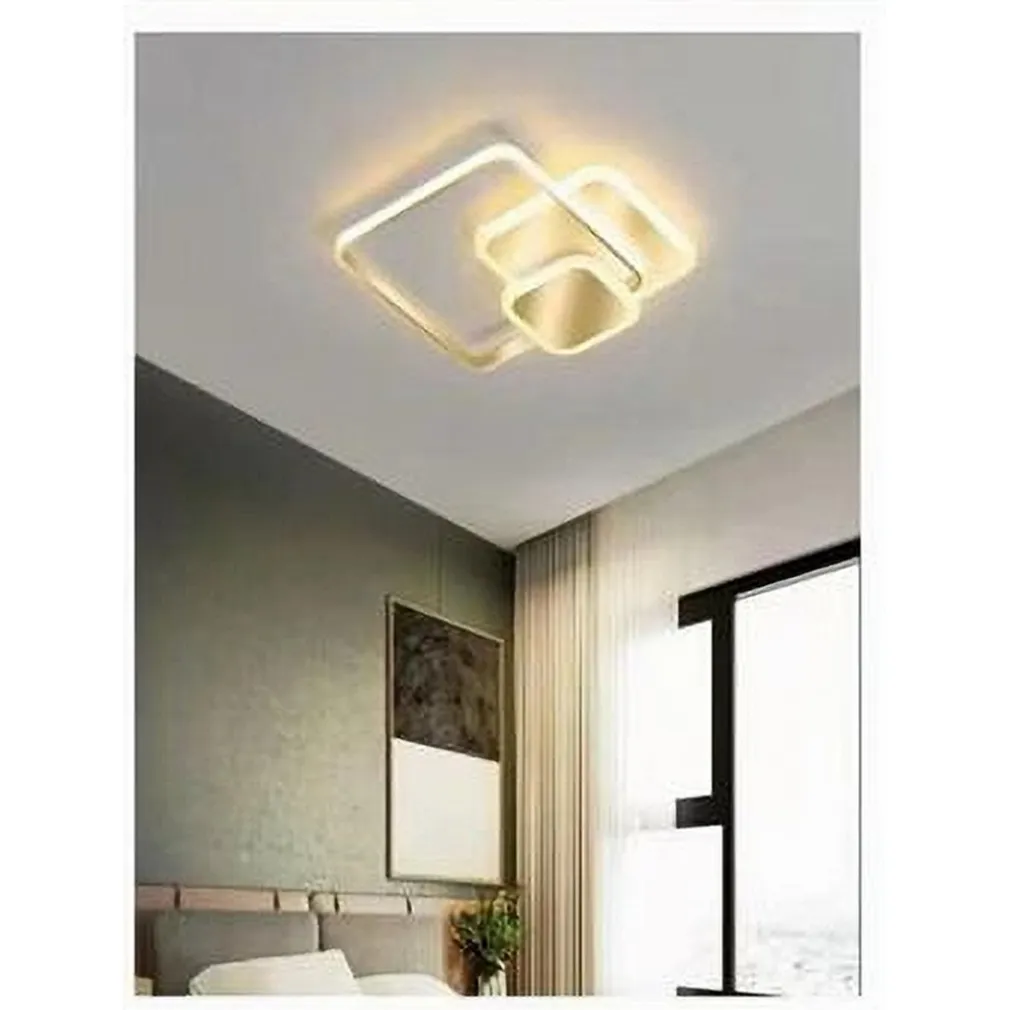 PLAFONIERA LUCE FREDDA LED QUADRATA 50 W LAMPADARIO A SOFFITTO ORO MODERNO 50088