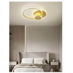 PLAFONIERA LUCE NATURALE LED CERCHI 38W LAMPADARIO DA SOFFITTO ORO MODERNO 50033