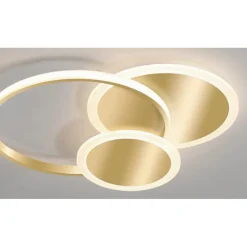 PLAFONIERA LUCE NATURALE LED CERCHI 38W LAMPADARIO DA SOFFITTO ORO MODERNO 50033