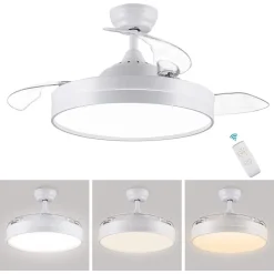 PLAFONIERA MODERNA LED CON VENTILATORE SOFFITTO CAMBIA 3 LUCI TELECOMANDO F7189