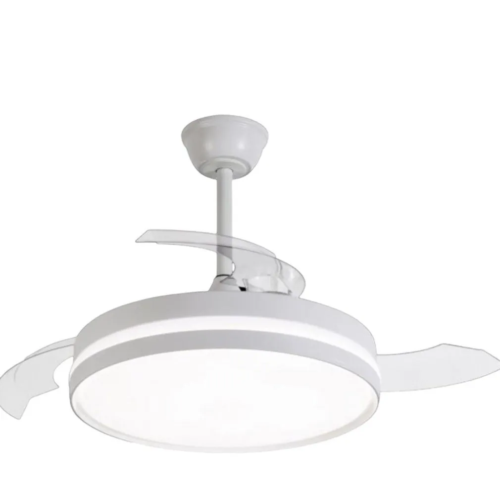 PLAFONIERA MODERNA LED CON VENTILATORE SOFFITTO CAMBIA 3 LUCI TELECOMANDO F7189