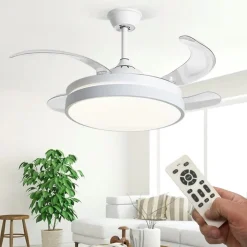 PLAFONIERA MODERNA LED CON VENTILATORE SOFFITTO CAMBIA 3 LUCI TELECOMANDO F7189