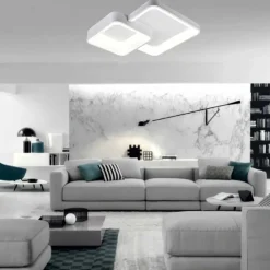 PLAFONIERA SOFFITTO LED 58W 2 QUADRATI LAMPADARIO CCT 3 COLORAZIONI 3000K A 6500K C59-3C