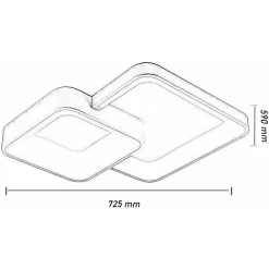 PLAFONIERA SOFFITTO LED 58W 2 QUADRATI LAMPADARIO CCT 3 COLORAZIONI 3000K A 6500K C59-3C