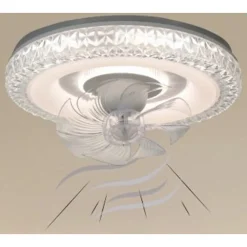 PLAFONIERA SOFFITTO TONDA CRISTALLI VENTOLA LAMPADA VENTILATORE LUCE 3200K-6500K 33238