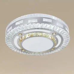 PLAFONIERA SOFFITTO 65W Ø50CM LED DESIGN TONDO A STRATI CON CRISTALLI LUCE FREDDA 17814