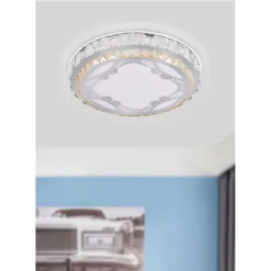 PLAFONIERA SOFFITTO 65W Ø50CM LED TONDO A STRATI CRISTALLI DECORATO LUCE FREDDA 63283